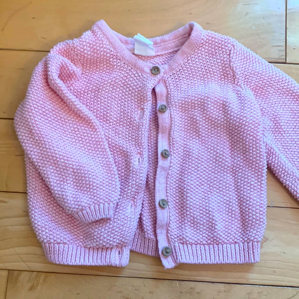 H&M pink cardigan sweater, 4-6 months💕